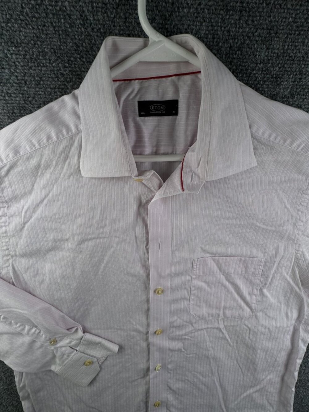 Eton Ganghester Button Up Shirt Men Cotton Pink Striped Long Sleeve 16.5 (42)